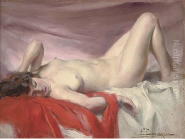 Reclining Nude Oil Painting by Alexandre Francois Bonnardel