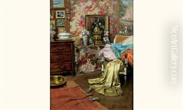 Scene D'interieur Oil Painting by Alexandre Francois Bonnardel