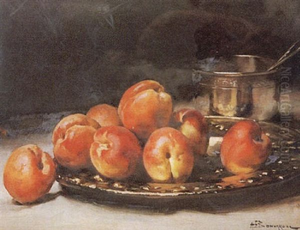 Nature Morte Aux Peches Oil Painting by Alexandre Francois Bonnardel