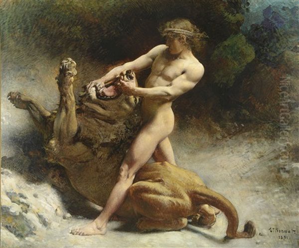 Samson's Youth Oil Painting by Leon Bonnat