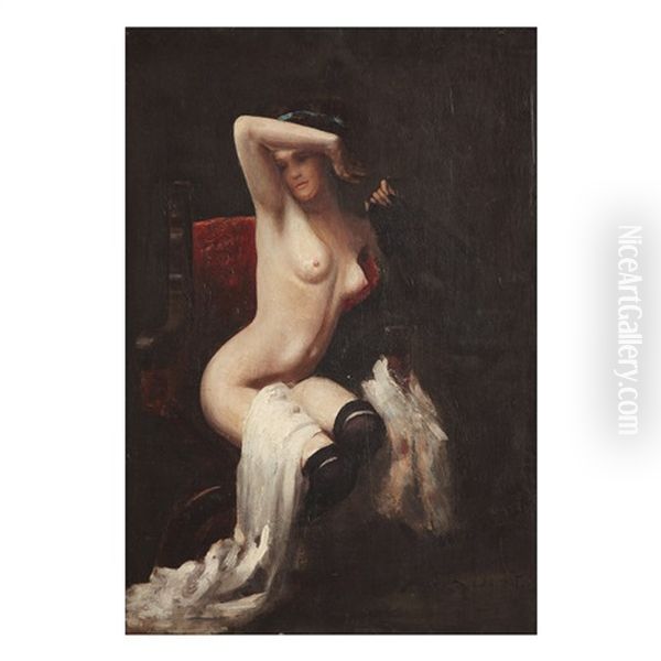 Nu Feminin, Vers 1890-1900 Oil Painting by Leon Bonnat