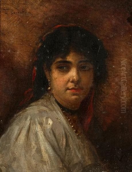 Portrait Of A Peasant Girl Oil Painting by Leon Bonnat