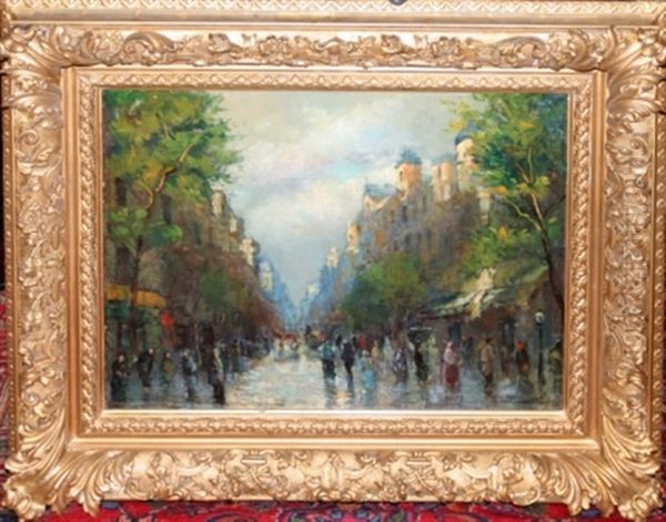 Paris Street Scene Oil Painting by Leon Bonnat