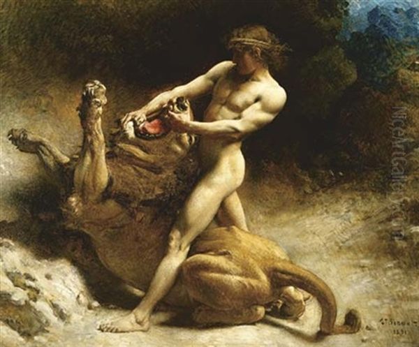 Samson's Youth Oil Painting by Leon Bonnat