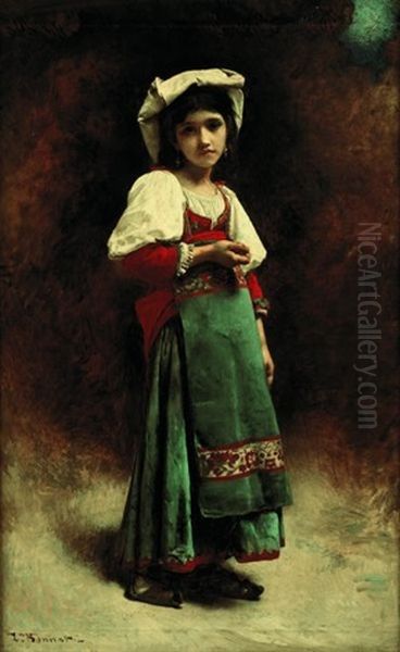 Portrait D'une Jeune Italienne Oil Painting by Leon Bonnat