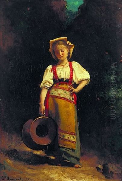 Une Jeune Italienne Oil Painting by Leon Bonnat