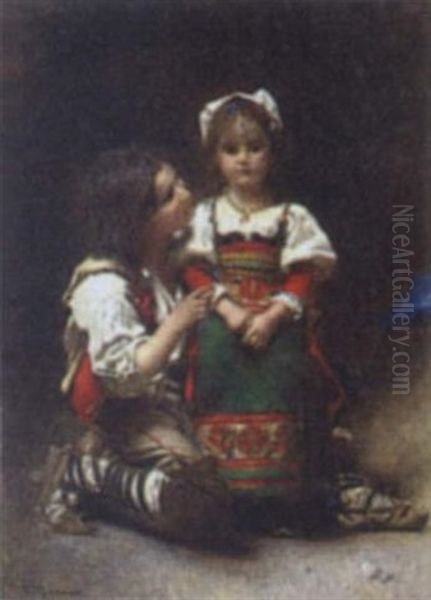 Italian Children Oil Painting by Leon Bonnat