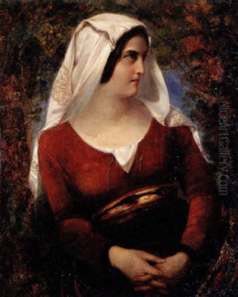 Roman Maiden Oil Painting by Leon Bonnat