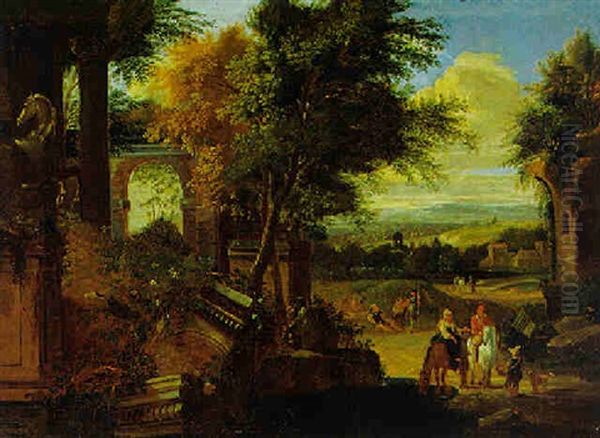 Landschaft Mit Ruinen Oil Painting by Sebastien Bonnecroy