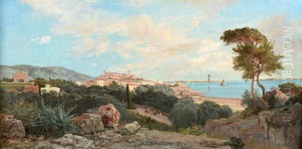 Vue De La Baie De Cannes Oil Painting by Henri Arthur Bonnefoy