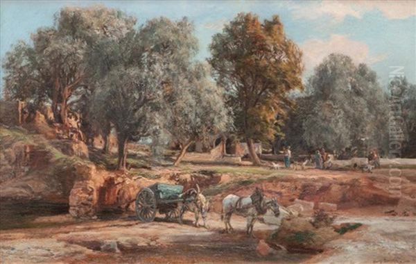 Le Campement Oil Painting by Henri Arthur Bonnefoy