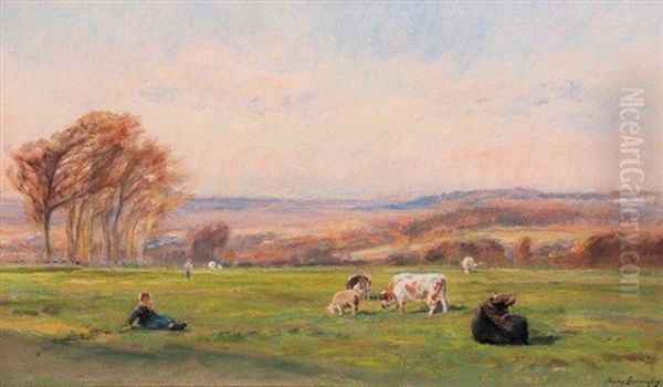 Vaches Dans Un Paturage by Henri Arthur Bonnefoy