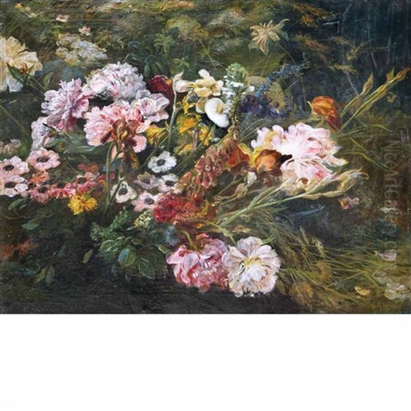 Garden In Bloom Oil Painting by Henri Arthur Bonnefoy