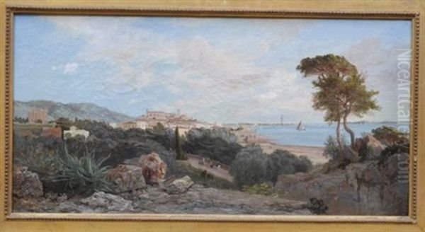 Vue De Cannes Oil Painting by Henri Arthur Bonnefoy