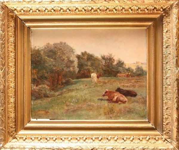 Vaches Au Pres Oil Painting by Henri Arthur Bonnefoy