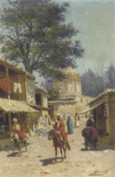 The Marketplace Oil Painting by Henri Arthur Bonnefoy