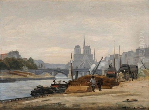 Vue De Notre-dame Oil Painting by Georges Bonnemaison