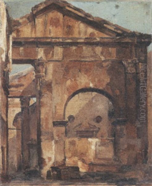 Le Portique D'octavie A Rome Oil Painting by Francois Bonnet