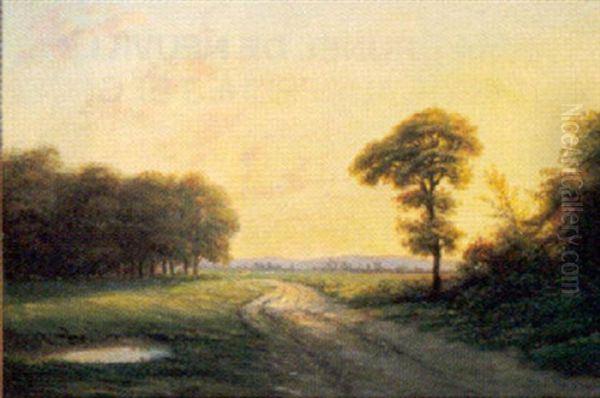 Paysage Soleil Couchant Oil Painting by Francois Bonnet