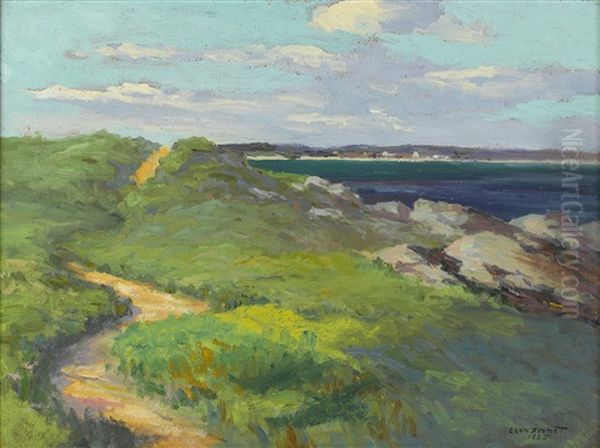 Green Bluffs Along Coast, Elbow Beach, Bermuda And Rocky Coast (3 Works) Oil Painting by Leon Durand Bonnet