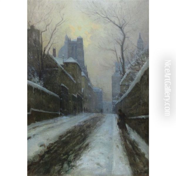 Rue Clovis, Paris Oil Painting by Germain Eugene Bonneton