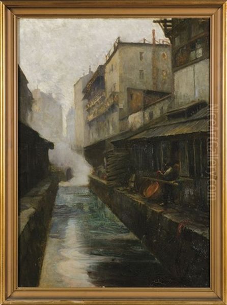 Gerberhauser Am Kanal Oil Painting by Germain Eugene Bonneton