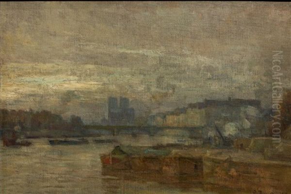 Notre-dame Vue Des Quais De Bercy Oil Painting by Germain Eugene Bonneton