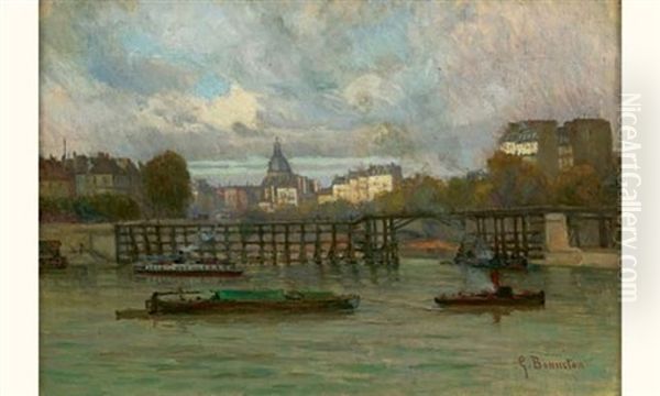 Vue De La Seine Oil Painting by Germain Eugene Bonneton