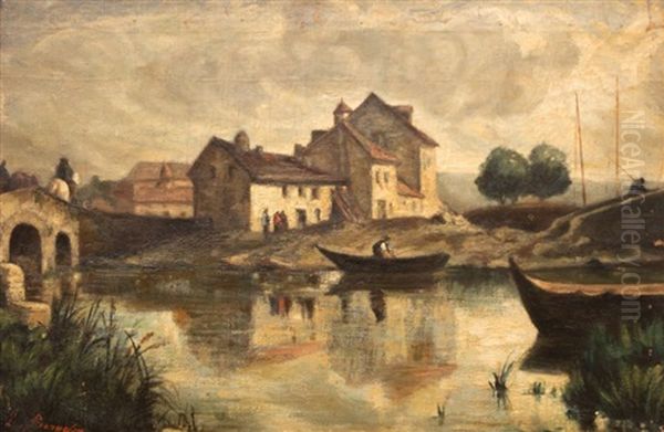 Paysage Lacustre Oil Painting by Louis Bonneton