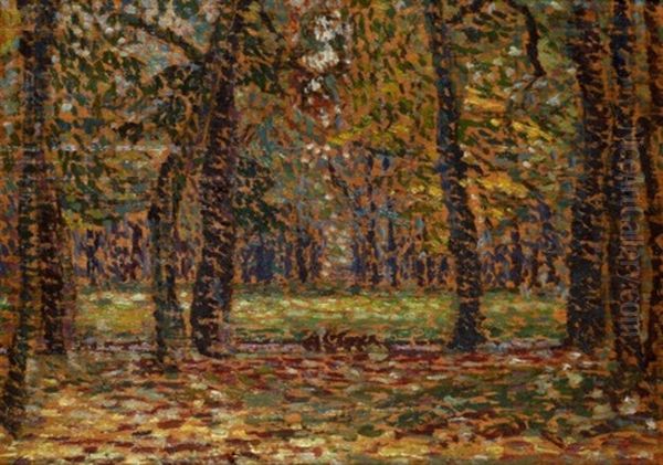 Parc En Automne (double-sided) Oil Painting by Ernest-Lucien Bonnotte