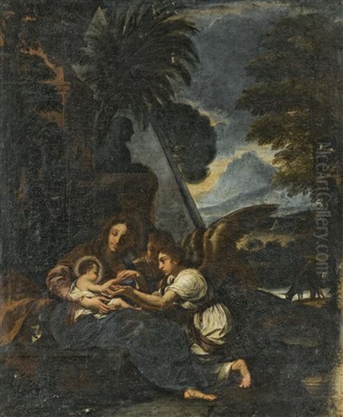 The Rest On The Flight Into Egypt Oil Painting by Giovanni Battista Bonocore