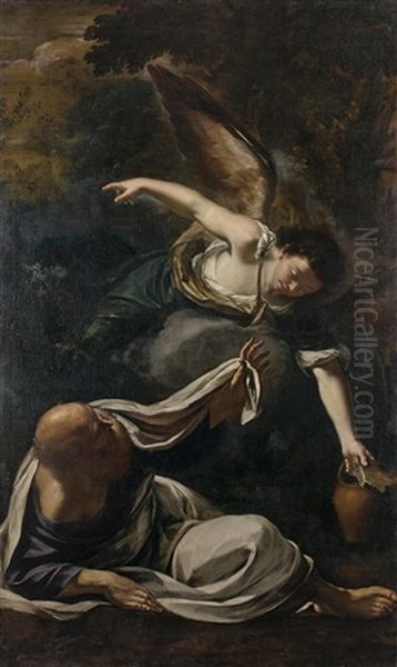 Le Prophete Elie Secouru Par Un Ange Oil Painting by Giovanni Battista Bonocore