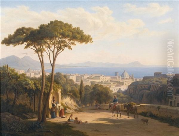 Blick Auf Neapel Und Den Rauchenden Vesuv Oil Painting by Karl Gustav Salomon Bonstetten von Mestral