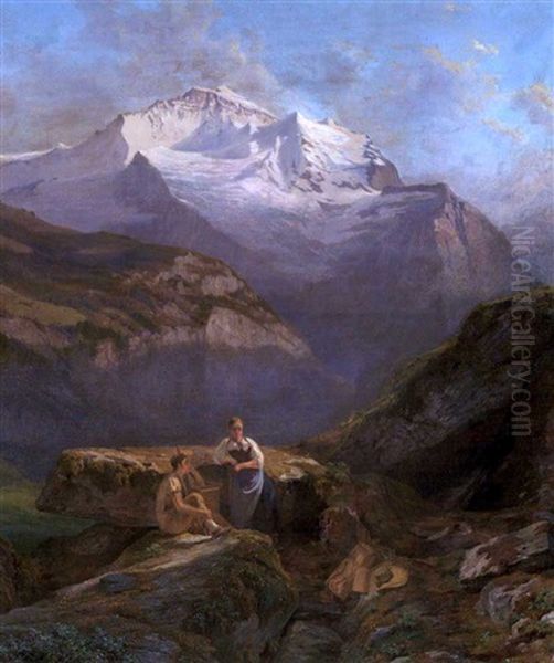 Jungfraumassiv Oil Painting by Abraham Sigmund A. von Bonstetten