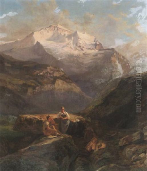 Jungfraumassiv Oil Painting by Abraham Sigmund A. von Bonstetten