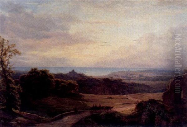 Grosse Landschaft Mit Blick Auf Das Meer Oil Painting by Abraham Sigmund A. von Bonstetten