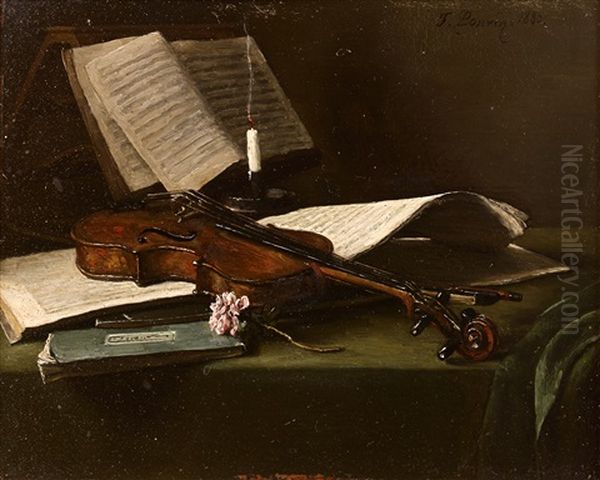 Nature Morte Au Violon Oil Painting by Francois Bonvin