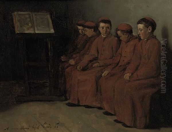 Enfants De Choeur: The Boys Choir Oil Painting by Francois Bonvin