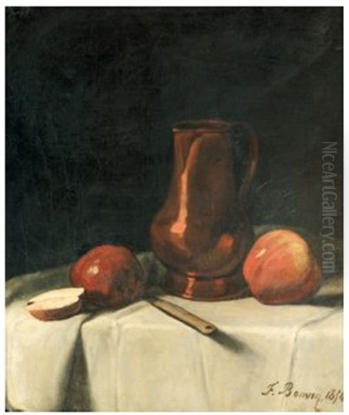 Nature Morte Aux Pommes Et Pichet D'etain Oil Painting by Francois Bonvin