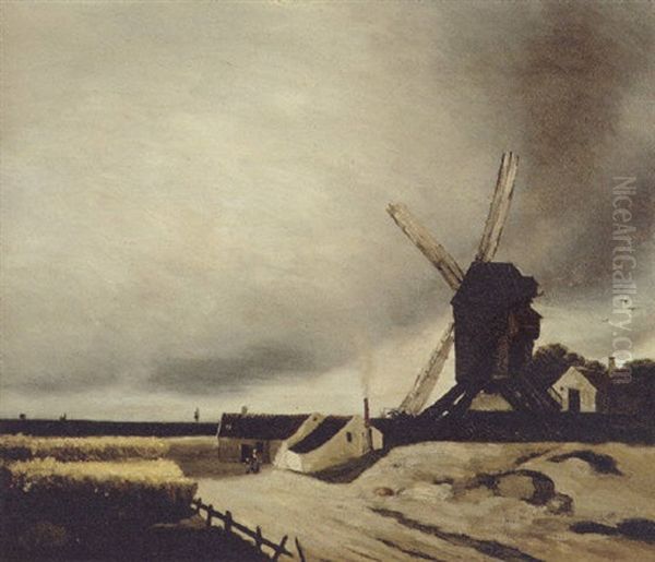 Moulin A Vent Oil Painting by Francois Bonvin