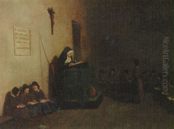 Children In A Convent School Oil Painting by Francois Bonvin