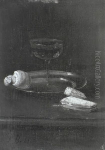 Nature Morte Au Verre Et Au Cirton Pele Oil Painting by Francois Bonvin