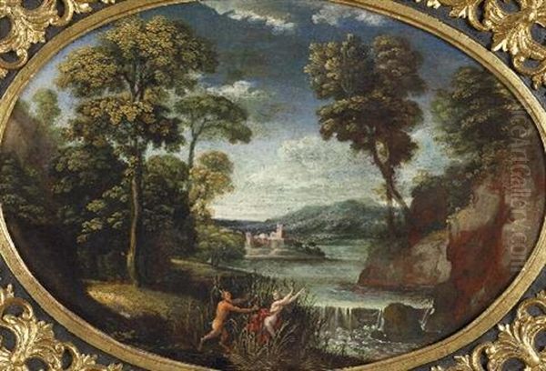 Paesaggio Con Ninfa E Satiro Oil Painting by Pietro Paolo Bonzi