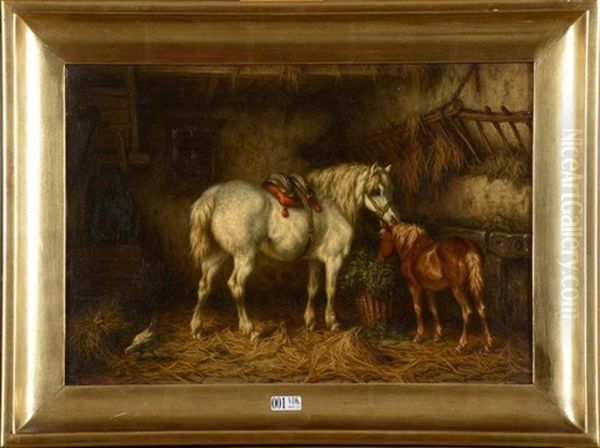 Chevaux A L'ecurie Oil Painting by Willem Jacobus Boogaard