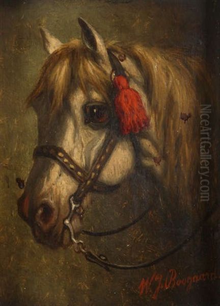 Cheval Attele Oil Painting by Willem Jacobus Boogaard