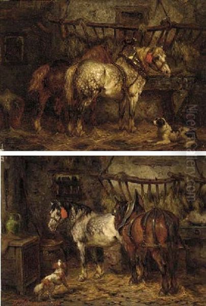 In The Stables Oil Painting by Willem Jacobus Boogaard