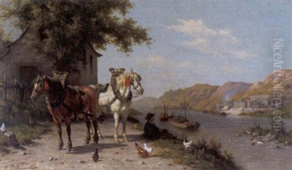 Langs De Maas Bij Dinant Oil Painting by Willem Jacobus Boogaard