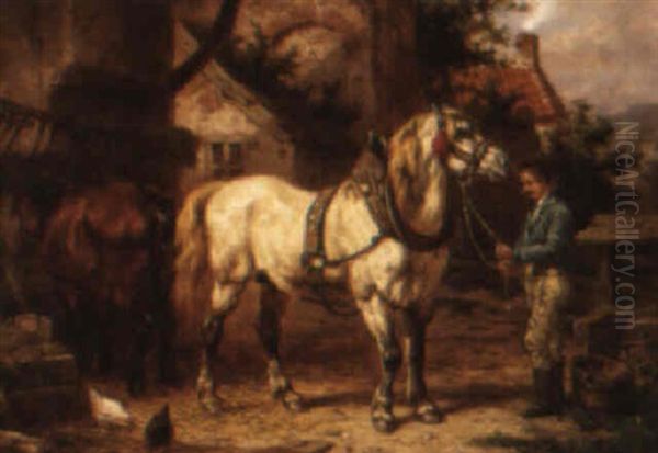 Stable Scenes Oil Painting by Willem Jacobus Boogaard