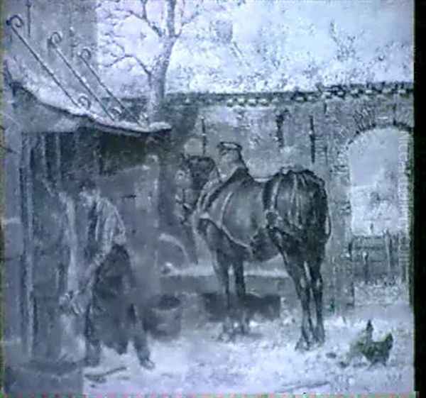 The Blacksmith's Yard Oil Painting by Willem Jacobus Boogaard