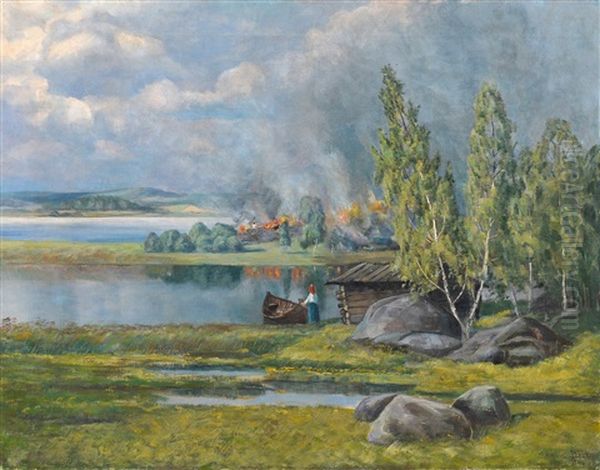 Burn-clearing Oil Painting by Alarik Boeoek